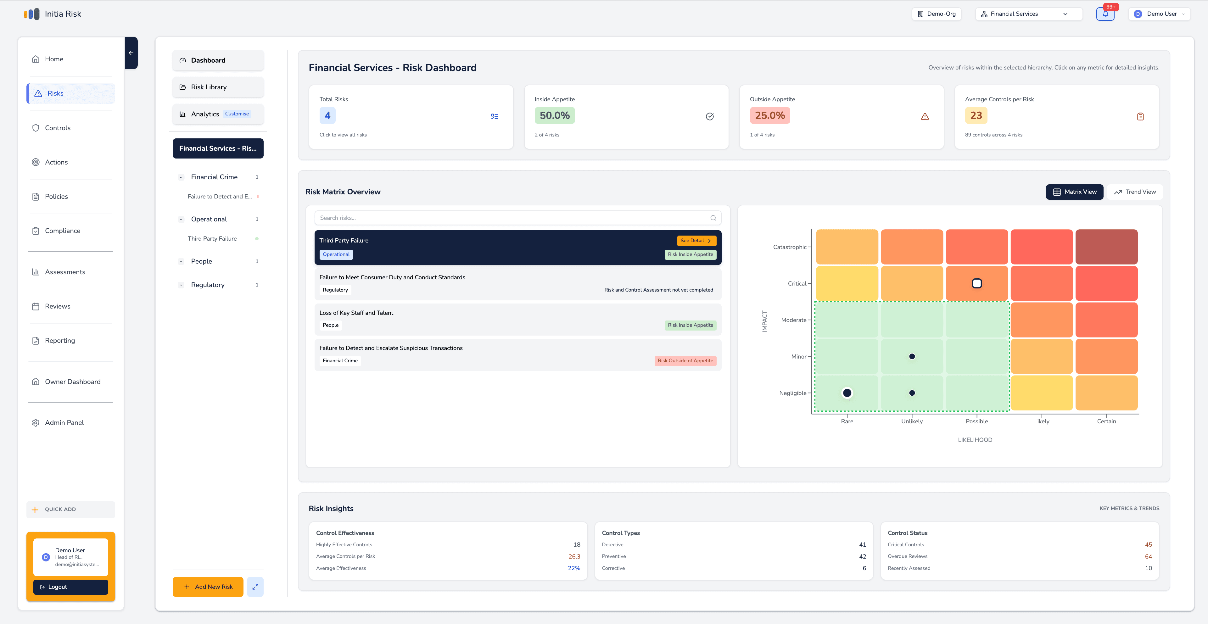 Initia Risk Dashboard - Net Risk Calculation